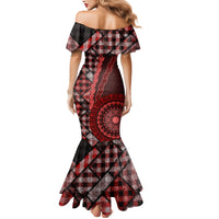 New Zealand Aotearoa Mermaid Dress Maori Harakeke Weaving Pattern Red LT05 - Polynesian Pride