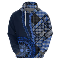 New Zealand Aotearoa Hoodie Maori Harakeke Weaving Pattern Blue LT05 - Polynesian Pride