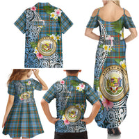 Personalised Hawaii State Family Matching Summer Maxi Dress and Hawaiian Shirt Tropical Flowers With Tartan Pattern LT05 - Polynesian Pride