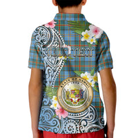 Personalised Hawaii State Kid Polo Shirt Tropical Flowers With Tartan Pattern LT05 - Polynesian Pride