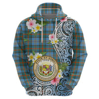 Personalised Hawaii State Zip Hoodie Tropical Flowers With Tartan Pattern LT05 - Polynesian Pride