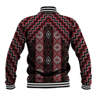 New Zealand Aotearoa Baseball Jacket Red Poutama With Taniko Pattern LT05 - Polynesian Pride