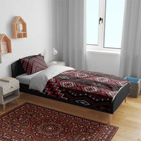 New Zealand Aotearoa Bedding Set Red Poutama With Taniko Pattern LT05