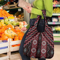 New Zealand Aotearoa Grocery Bag Red Poutama With Taniko Pattern