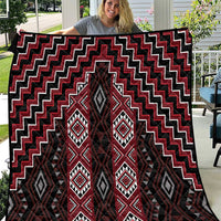 New Zealand Aotearoa Quilt Red Poutama With Taniko Pattern LT05 Red - Polynesian Pride