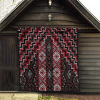 New Zealand Aotearoa Quilt Red Poutama With Taniko Pattern LT05 - Polynesian Pride