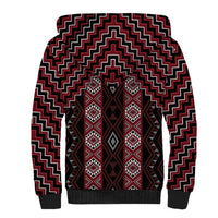 New Zealand Aotearoa Sherpa Hoodie Red Poutama With Taniko Pattern LT05