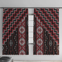 New Zealand Aotearoa Window Curtain Red Poutama With Taniko Pattern LT05