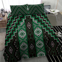 New Zealand Aotearoa Bedding Set Green Poutama With Taniko Pattern LT05
