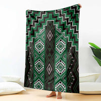 New Zealand Aotearoa Blanket Green Poutama With Taniko Pattern LT05