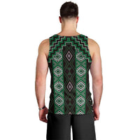 New Zealand Aotearoa Men Tank Top Green Poutama With Taniko Pattern LT05