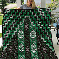 New Zealand Aotearoa Quilt Green Poutama With Taniko Pattern LT05 Green - Polynesian Pride