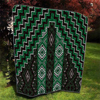 New Zealand Aotearoa Quilt Green Poutama With Taniko Pattern LT05 - Polynesian Pride