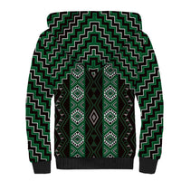 New Zealand Aotearoa Sherpa Hoodie Green Poutama With Taniko Pattern LT05