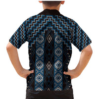 New Zealand Aotearoa Family Matching Mermaid Dress and Hawaiian Shirt Blue Poutama With Taniko Pattern LT05 - Polynesian Pride