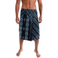 New Zealand Aotearoa Lavalava Blue Poutama With Taniko Pattern LT05 Blue - Polynesian Pride
