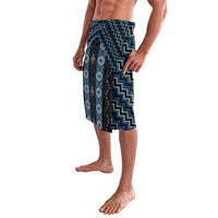 New Zealand Aotearoa Lavalava Blue Poutama With Taniko Pattern LT05 - Polynesian Pride