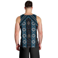 New Zealand Aotearoa Men Tank Top Blue Poutama With Taniko Pattern LT05