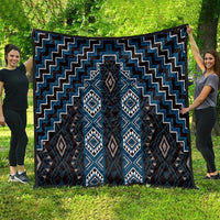 New Zealand Aotearoa Quilt Blue Poutama With Taniko Pattern LT05 - Polynesian Pride