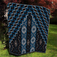 New Zealand Aotearoa Quilt Blue Poutama With Taniko Pattern LT05 - Polynesian Pride