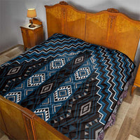 New Zealand Aotearoa Quilt Blue Poutama With Taniko Pattern LT05 - Polynesian Pride