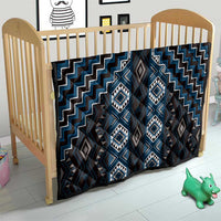 New Zealand Aotearoa Quilt Blue Poutama With Taniko Pattern LT05 - Polynesian Pride