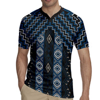 New Zealand Aotearoa Rugby Jersey Blue Poutama With Taniko Pattern LT05 - Polynesian Pride