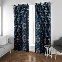 New Zealand Aotearoa Window Curtain Blue Poutama With Taniko Pattern LT05
