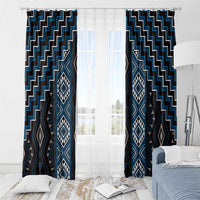 New Zealand Aotearoa Window Curtain Blue Poutama With Taniko Pattern LT05