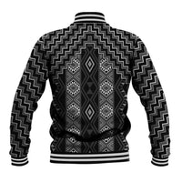 New Zealand Aotearoa Baseball Jacket Black Poutama With Taniko Pattern LT05 - Polynesian Pride
