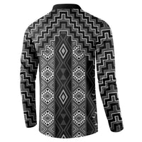 New Zealand Aotearoa Button Sweatshirt Black Poutama With Taniko Pattern LT05 - Polynesian Pride