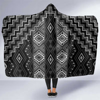 New Zealand Aotearoa Hooded Blanket Black Poutama With Taniko Pattern LT05