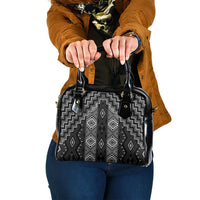 New Zealand Aotearoa Shoulder Handbag Black Poutama With Taniko Pattern LT05 One Size Black - Polynesian Pride