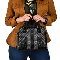 New Zealand Aotearoa Shoulder Handbag Black Poutama With Taniko Pattern LT05 - Polynesian Pride
