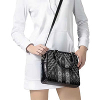 New Zealand Aotearoa Shoulder Handbag Black Poutama With Taniko Pattern LT05 - Polynesian Pride