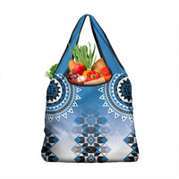New Zealand Grocery Bag Poutama Mix Blue Taniko Inspired Art