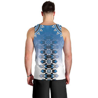 New Zealand Men Tank Top Poutama Mix Blue Taniko Inspired Art LT05