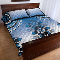 New Zealand Quilt Bed Set Poutama Mix Blue Taniko Inspired Art LT05