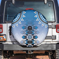 New Zealand Spare Tire Cover Poutama Mix Blue Taniko Inspired Art LT05