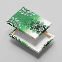 New Zealand Canvas Wall Art Poutama Mix Green Taniko Inspired Art LT05