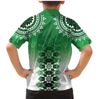 New Zealand Family Matching Mermaid Dress and Hawaiian Shirt Poutama Mix Green Taniko Inspired Art LT05 - Polynesian Pride