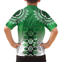 New Zealand Kid Hawaiian Shirt Poutama Mix Green Taniko Inspired Art LT05 - Polynesian Pride