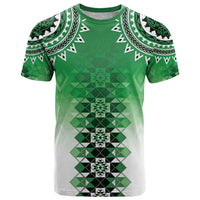 New Zealand T Shirt Poutama Mix Green Taniko Inspired Art LT05 Green - Polynesian Pride