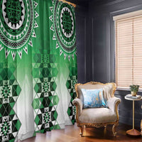 New Zealand Window Curtain Poutama Mix Green Taniko Inspired Art LT05