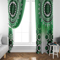 New Zealand Window Curtain Poutama Mix Green Taniko Inspired Art LT05