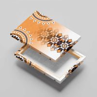 New Zealand Canvas Wall Art Poutama Mix Orange Taniko Inspired Art LT05