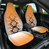 New Zealand Car Seat Cover Poutama Mix Orange Taniko Inspired Art LT05