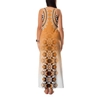 New Zealand Family Matching Tank Maxi Dress and Hawaiian Shirt Poutama Mix Orange Taniko Inspired Art LT05 - Polynesian Pride
