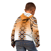 New Zealand Kid Hoodie Poutama Mix Orange Taniko Inspired Art LT05