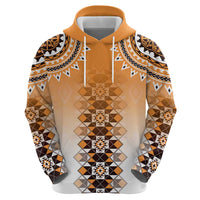 New Zealand Zip Hoodie Poutama Mix Orange Taniko Inspired Art LT05